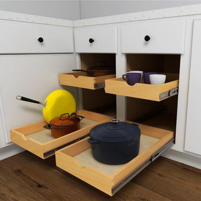Elysian Pull-Out Tray Organizer, 17" W 21" D Sliding Storage Drawer with Full-Extension 35mm Ball-Bearing Slides, Roll-Out Shelf for Kitchen Cabinet Organization