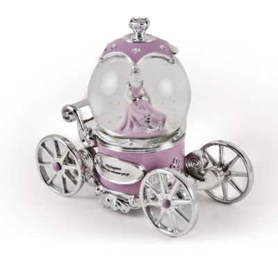 Extraordinary Pink and Silver Fairy Tale Princess Snow Globe Musical Carriage - Many Songs to Choose - are You Lonesome Tonight