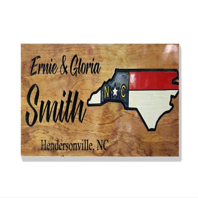 Camping Sign with Home State, Personalized last name Sign, Family campsite Sign, Carved Wooden Sign, C126
