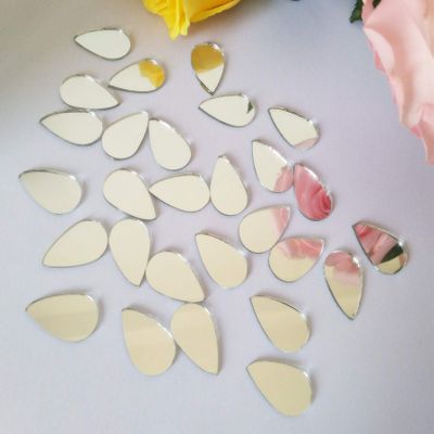 100pcs of Tear Drop Shaped Mirror Mosaic Tile Mosaic Silver Real Mirror Glass (3/5"x1 1/6")