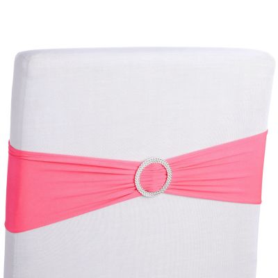 Juvale Pink Chair Sashes - 50 Pack, Fits 13.5-16.5 Inch Chair Backs - Silver Circle Buckles for Wedding Decor, Baby Shower & Birthday Party Decoration