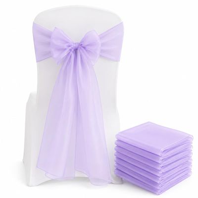 Elegant Organza Chair Sashes Sheer Fabric Sashes for Weddings, Parties, and Special Events (Pack of 10 Pieces, Lavender)