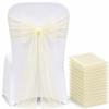 Elegant Organza Chair Sashes Sheer Fabric Sashes for Weddings, Parties, and Special Events (Pack of 10 Pieces, Ivory) view 1