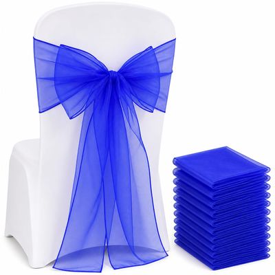 Elegant Organza Chair Sashes Sheer Fabric Sashes for Weddings, Parties, and Special Events (Pack of 10 Pieces, Royal Blue)