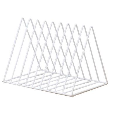 Home Office Magazine Holder Triangle Shape Document File Stand,White 9 Slot Newspaper Organizer Book Rack