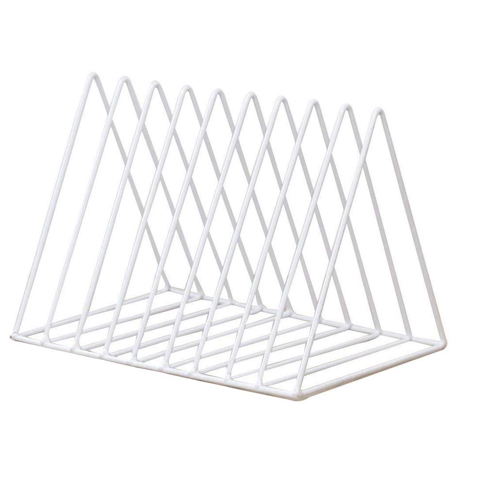 Home Office Magazine Holder Triangle Shape Document File Stand,White 9 Slot Newspaper Organizer Book Rack