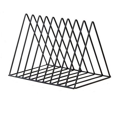 Home Office Black Magazine Holder Triangle Shape Document File Stand,9 Slot Newspaper Organizer Book Rack