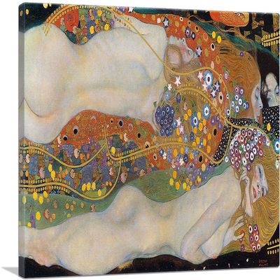 ARTCANVAS Water Serpents II Snakes 1907 Canvas Art Print Stretched Framed Painting Picture Poster Giclee Wall Decor by Gustav Klimt - 40" x 26" (0.75" Deep)