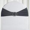 Balsa Circle 10 Charcoal Grey Spandex Chair Sashes with Silver Round Buckle - Wedding Party Ceremony Reception Decorations Supplies view 1