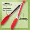 Popco 3-Piece Kitchen Tongs Set Stainless Steel Heat Resistant Silicone Tips, Strong Comfort Grip, 3 Sizes (7, 9, 12 Inch), Non-Scratch, Dishwasher Safe, For Cooking, BBQ, Salad view 4