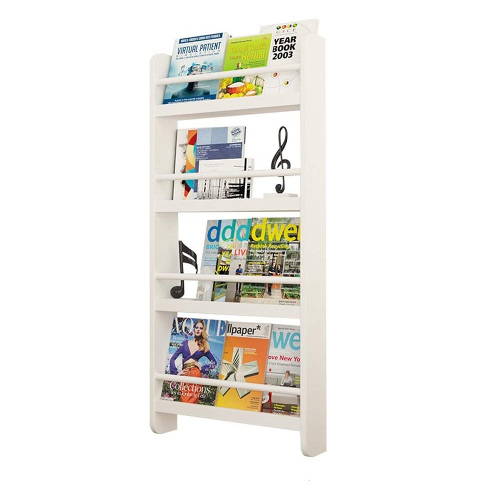 Bookcases Creative Wall Hanging Bookshelf Solid Wood Racks Simple Magazine Rack Living Room Storage Rack Display Rack (Color : White, Size : 50x12x118cm)