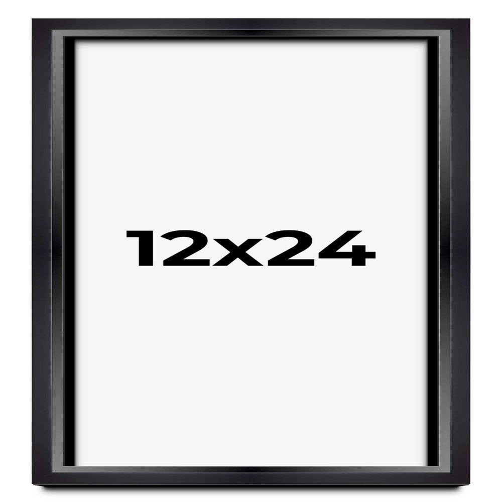 12x24 Shadow Box Black Beveled Display Frame | 1.5 Inches Deep | 1 Inch Wide Moulding | Includes Shatter Resistant Acrylic Plexiglas, Acid-Free Backing and Hanging Hardware