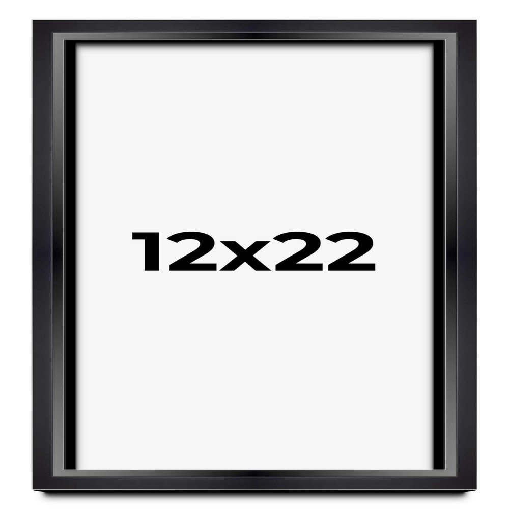 12x22 Shadow Box Black Beveled Display Frame | 1.5 Inch Deep | 0.75 Inch Moulding Width | Includes Shatter Resistant Acrylic Plexiglass, Backing and Hanging Hardware