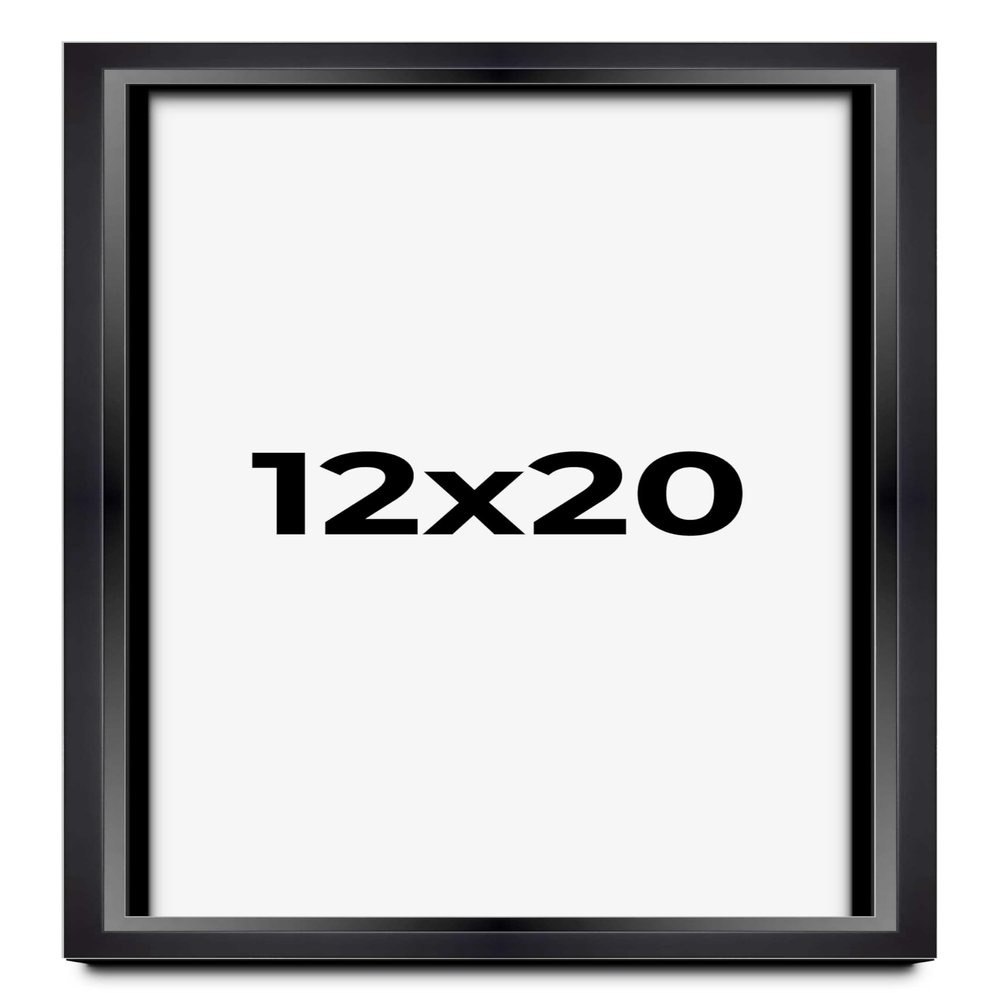 12x20 Shadow Box Black Beveled Display Frame | 1.5 Inches Deep | 1 Inch Wide Moulding | Includes Shatter Resistant Acrylic Plexiglas, Acid-Free Backing and Hanging Hardware