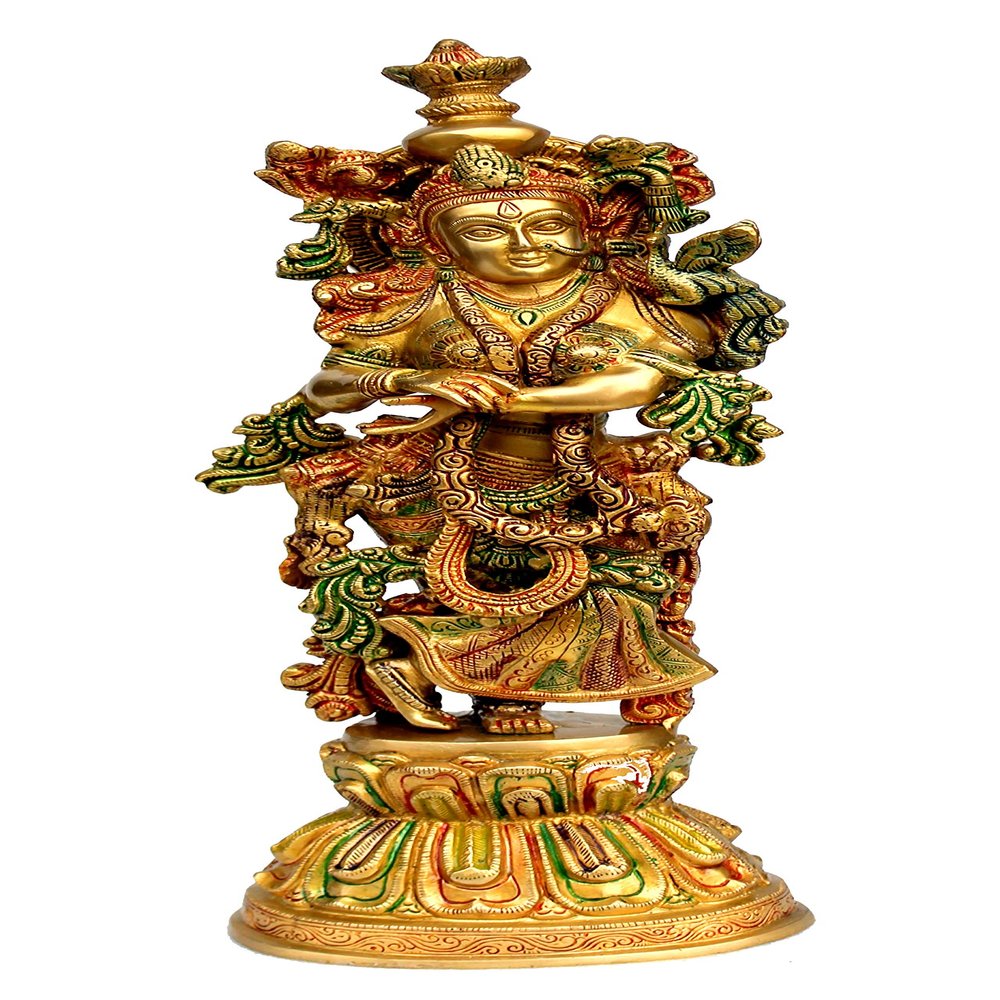 eSplanade - Brass Radha Krishna Idol Statue Sculpture - Big Size (21") (Radha Coloured)