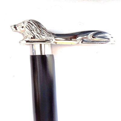 Mahira Nautical Lion FACE Antique Finishing Wood Walking Stick-Antique Brass Solid Gift Canes