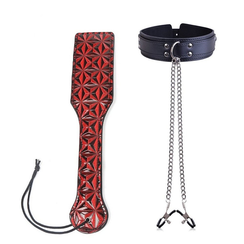 3D Floral Paddle with Leather Choker Collar Necklace Hens Night Party Favours Fancy Dress Up Cosplay