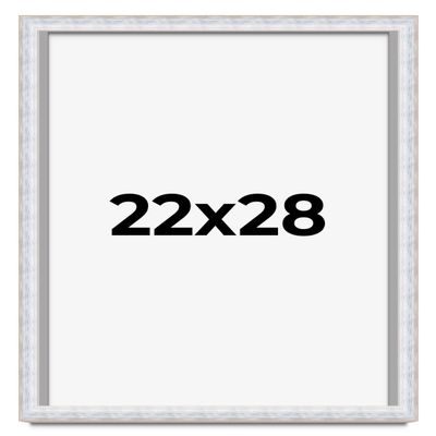 Poster Palooza 22x28 Shadow Box Silver Whitewash Siena Display Frame | 1.5 Inches Deep | 1.125 Inch Moulding Width | Includes Shatter Resistant Acrylic Plexiglass, Backing and Hanging Hardware
