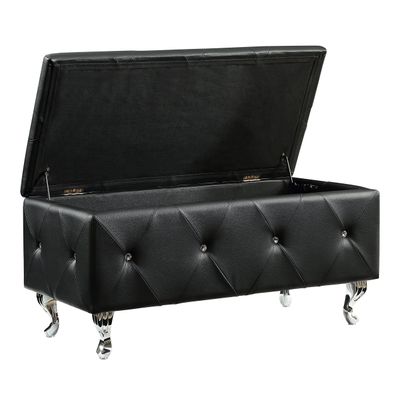 Christies Home Living Crystal Tufted Storage Bench (Black)
