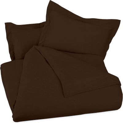 Shreem Linen 3-Piece Zipper Closure Duvet Cover Set (1 Duvet Cover & 2 Pillowcase) Cotton Ultra Soft - 112" x 100", Chocolate Solid