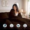 Shreem Linen 3-Piece Zipper Closure Duvet Cover Set (1 Duvet Cover & 2 Pillowcase) Cotton Ultra Soft - 112" x 100", Chocolate Solid view 2
