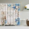 Amagical 3PCS Blue Starfish Seashell Conch Shower Curtain Set Bathroom Mat Set,Wishing Bottle Love Stone Design Bath Mat+Contour Mat+Shower Curtain view 2