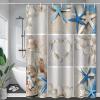 Amagical 3PCS Blue Starfish Seashell Conch Shower Curtain Set Bathroom Mat Set,Wishing Bottle Love Stone Design Bath Mat+Contour Mat+Shower Curtain view 3