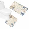 Amagical 3PCS Blue Starfish Seashell Conch Shower Curtain Set Bathroom Mat Set,Wishing Bottle Love Stone Design Bath Mat+Contour Mat+Shower Curtain view 4