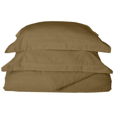 3-Piece Zipper Closure Duvet Cover Set (1 Duvet Cover & 2 Pillowcase) Cotton Ultra Soft - 92" x 104" King, Taupe Stripe