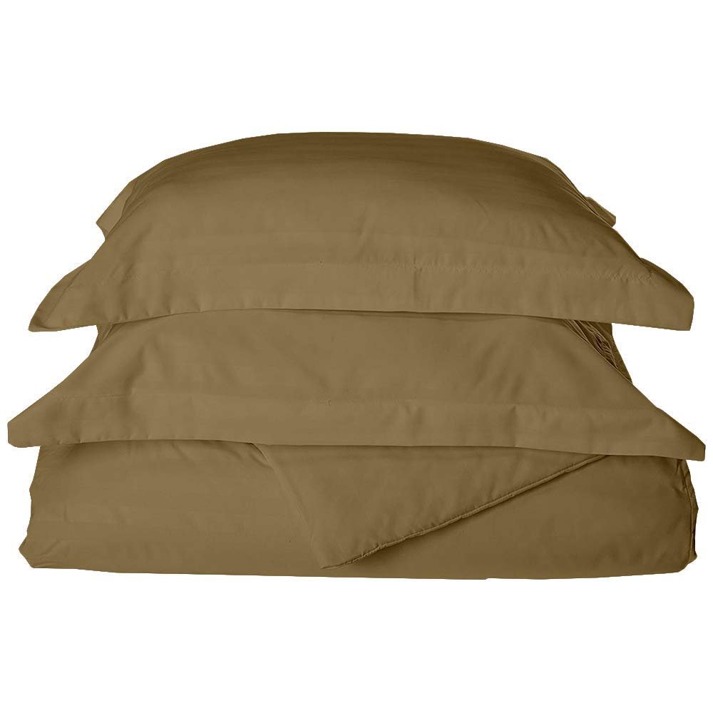 3-Piece Zipper Closure Duvet Cover Set (1 Duvet Cover & 2 Pillowcase) Cotton Ultra Soft - 92" x 104" King, Taupe Stripe