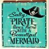 Fprqlyze Salty Pirate Lives Here with Mermaid Sign Wall Plaque Beach Pool Deck Patio Home Tropical Decor Handcrafted Wood view 1