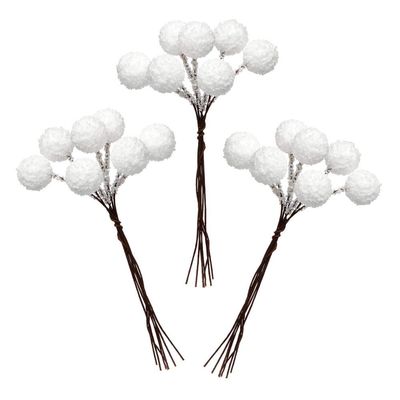Baker Ross AR946 Artificial Snow Berries - Pack of 70, Creative Christmas Art and Craft Supplies for Kids' Projects and Ornament, White