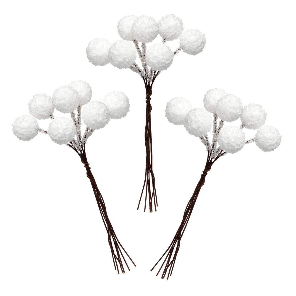 Baker Ross AR946 Artificial Snow Berries - Pack of 70, Creative Christmas Art and Craft Supplies for Kids' Projects and Ornament, White