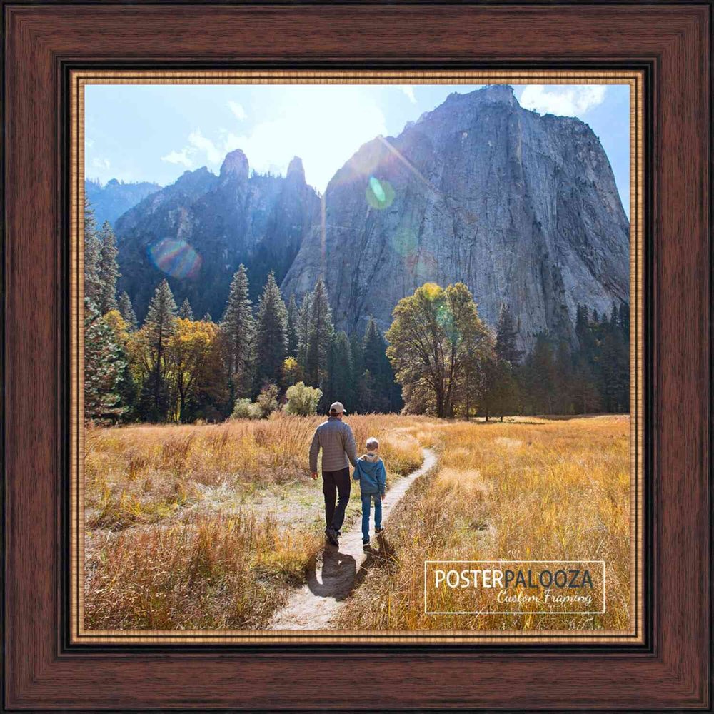 Poster Palooza 11x11 Traditional Walnut Complete Wood Square Picture Frame with UV Acrylic Plexiglass, Foam Board Backing & Hardware Included