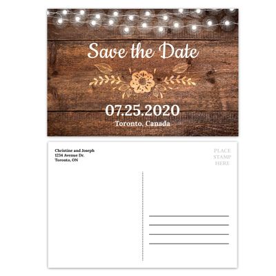 Custom - Rustic Wedding Save the Date Invitation Postcard - Set of 25, Personalized Wedding Invitation, Rustic Wedding
