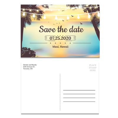 Custom - Beach Party Save the Date Invitation Postcard - Set of 25, Personalized Party Invitation, Hawaiian Party, Destination Party