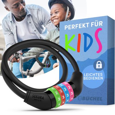 Bchel Bike Locks Cable for Kids - Colorful & Keyless - Secure Your Child's Bike - Easy-to-Use Bicycle Accessory, High Security 5 Digit Resettable Combination Coiling Bicycle Lock, Anti Theft