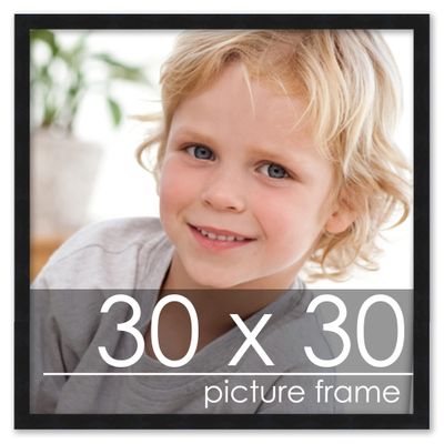 Poster Palooza 30x30 Contemporary Black Complete Wood Square Picture Frame with UV Acrylic Plexiglass, Foam Board Backing & Hardware Included