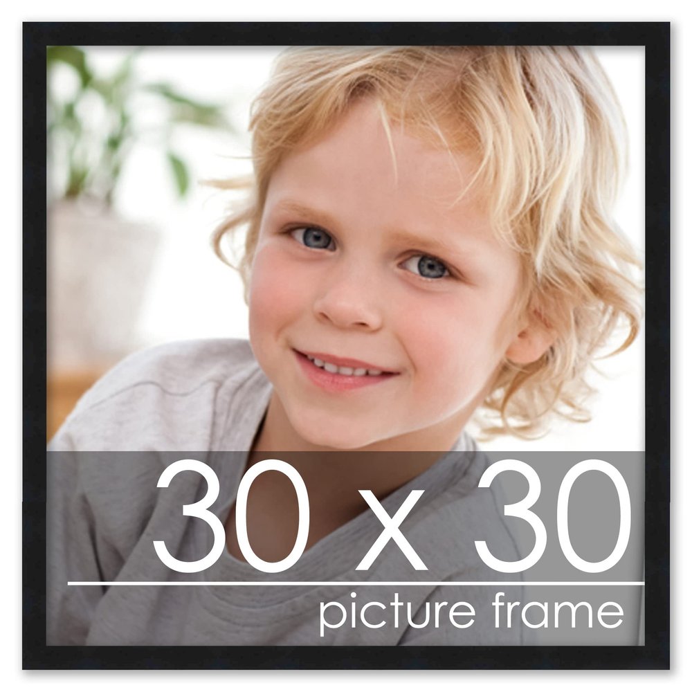 Poster Palooza 30x30 Contemporary Black Complete Wood Square Picture Frame with UV Acrylic Plexiglass, Foam Board Backing & Hardware Included