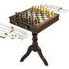 Timeless Handcrafted Walnut Finish Italian Musical Pedestal Chessboard - Many Songs to Choose - Piano Sonata in Minor Op 90 (Beethoven) view 1