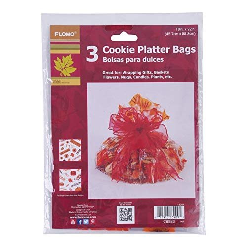 FLOMO Thanksgiving Cookie Cellophane Basket Bags