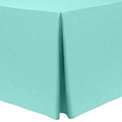Ultimate Textile -2 Pack- Shantung - Majestic 4 ft. Fitted Tablecloth - Fits 24 x 48-Inch Rectangular Tables, Aqua Blue
