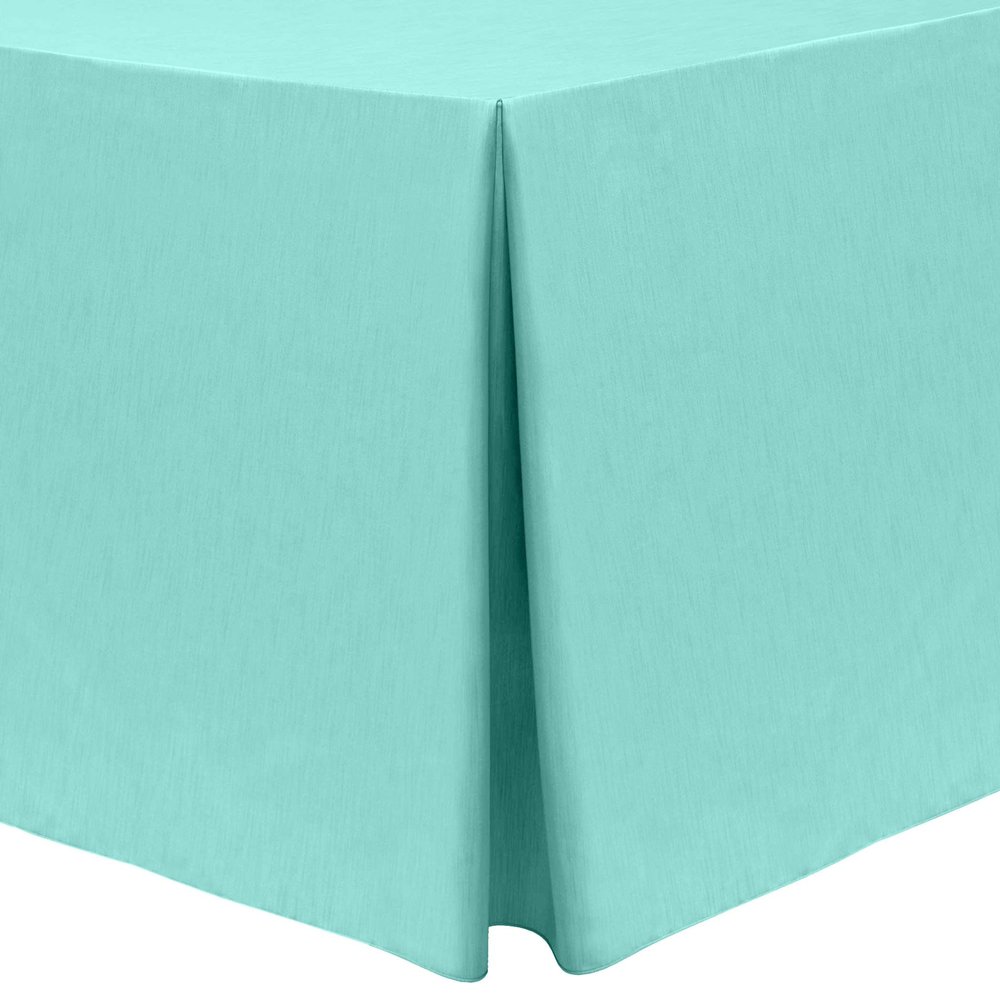 Ultimate Textile -2 Pack- Shantung - Majestic 4 ft. Fitted Tablecloth - Fits 24 x 48-Inch Rectangular Tables, Aqua Blue