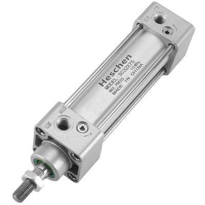 Heschen Tie-Rod Pneumatic Air Cylinder, SC 32-75, 32mm Bore, 75mm Stroke, PT 1/8 Port, Double Acting, Adjustable Cushion, Self-Lubricating Actuator for Industrial & Woodworking
