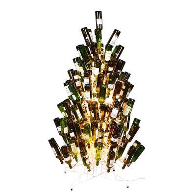 Vickerman 4' x 30" Artificial White Wine Bottle DuraLit 200CL - Holds 37 Bottles - Heavy Duty - Bottle Tree - Unique Christmas Decor - Maintenance Free