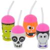 Lulu's Online Shop Halloween Plastic Cups With Lids and Straws - Pumpkin - Skeleton - Dracula Vampire - Frankenstein - Set of 4-16 oz view 2