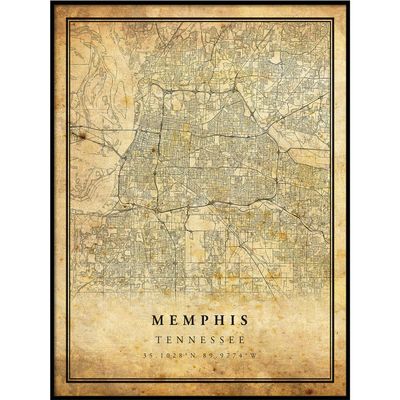 Memphis map vintage style poster print | Old city artwork prints | Antique style home decor | Tennessee wall art gift | old map print 20x30