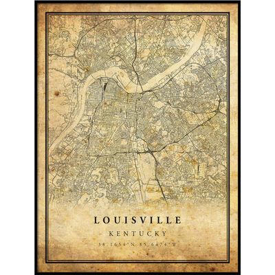 Louisville map vintage style poster print | Old city artwork prints | Antique style home decor | Kentucky wall art gift | vintage map wall art 20x30