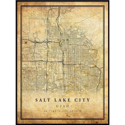 Salt Lake City map Vintage Style Poster Print | Old City Artwork Prints | Antique Style Home Decor | Utah Wall Art Gift | Vintage map Print 18x24