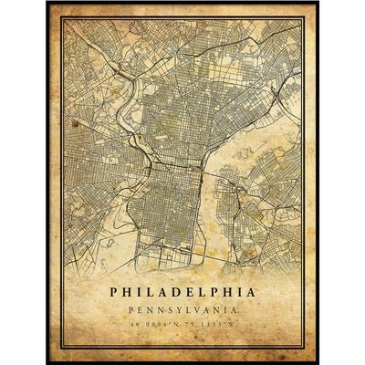 Philadelphia map Vintage Style Poster Print | Old City Artwork Prints | Antique Style Home Decor | Pennsylvania Wall Art Gift | Old maps 18x24